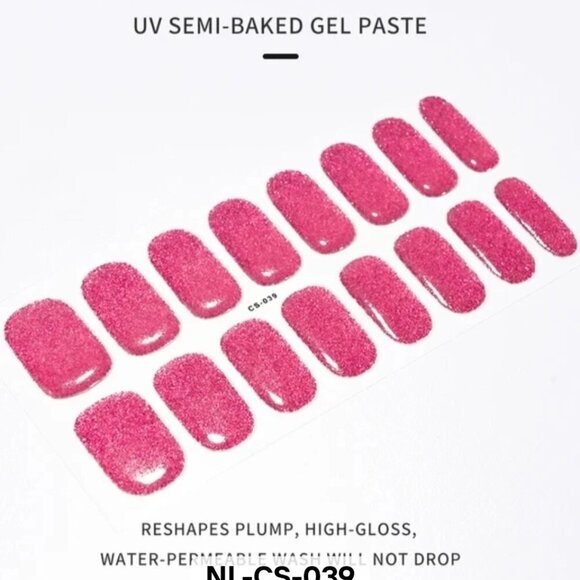 Other - 🖤 3/$12 Dark Pink Glitter Full Nail 16 Semi Cured Gel Nails - Needs UV Curing
